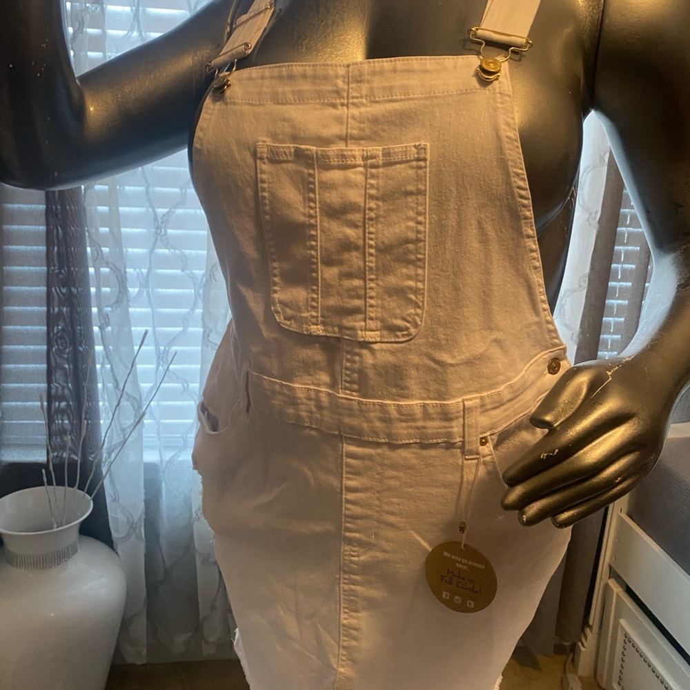 White Denim Overall Dress
